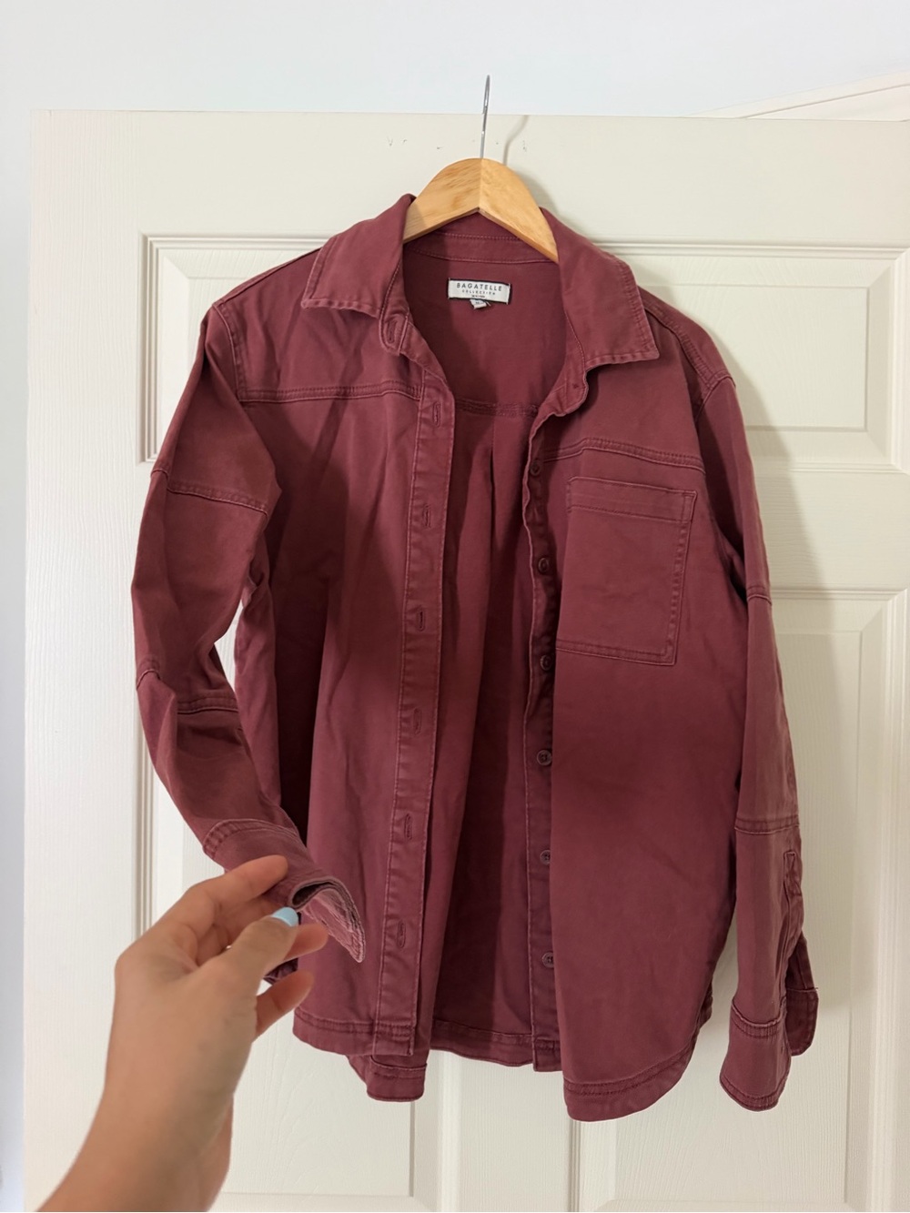 bagatelle Button-Front Jean Shacket - Picture 2 of 2